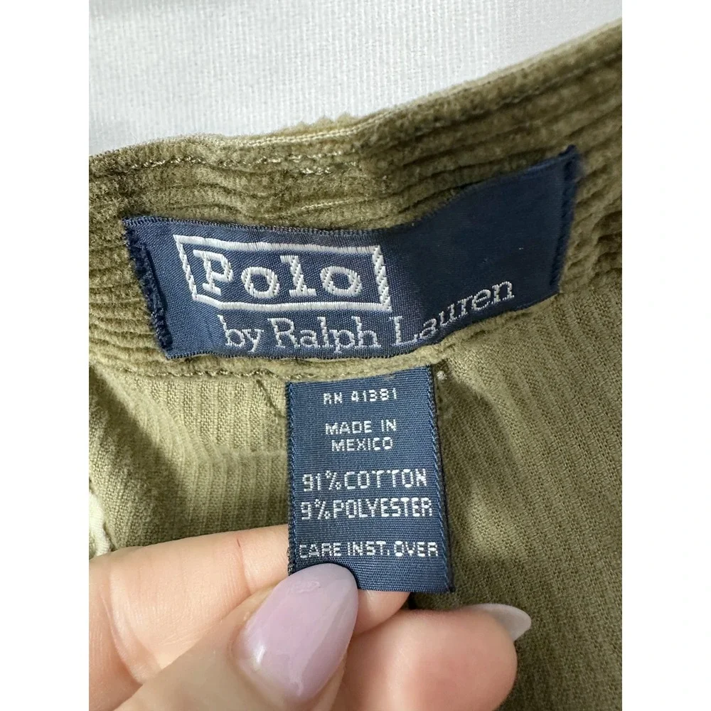 Vintage Polo Ralph Lauren Olive Green Corduroy Andrew Pant Mens Size 33 x 30